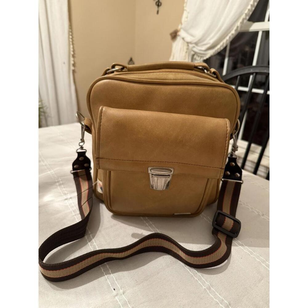 Marsand Brown Faux Leather Vegan Camera Bag, Padded Interior Vintage